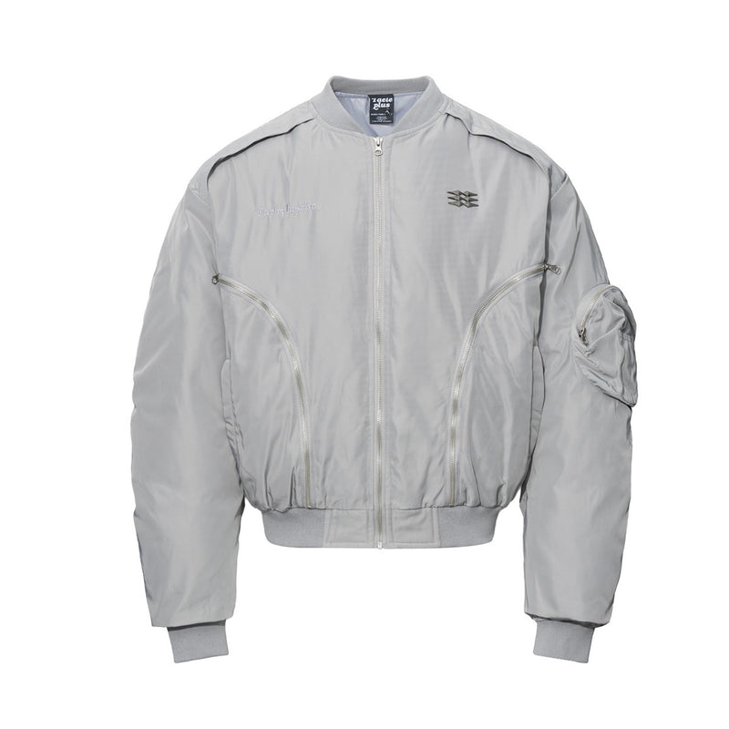 Padded Bomber Jacket – Zip-Up MA-1 Flight Jacket with Sleeve Pocket