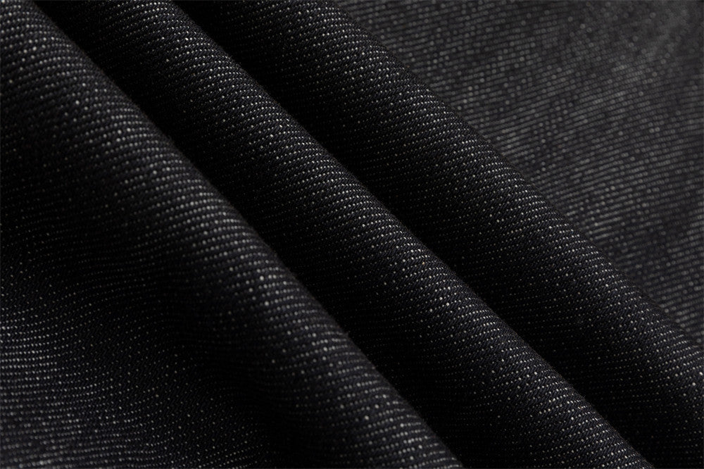 Men's Black Jean Jacket – Stand Collar, Asymmetric Placket & Cropped Silhouette