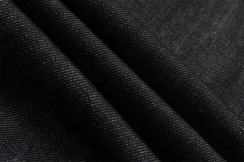Men's Black Jean Jacket – Stand Collar, Asymmetric Placket & Cropped Silhouette