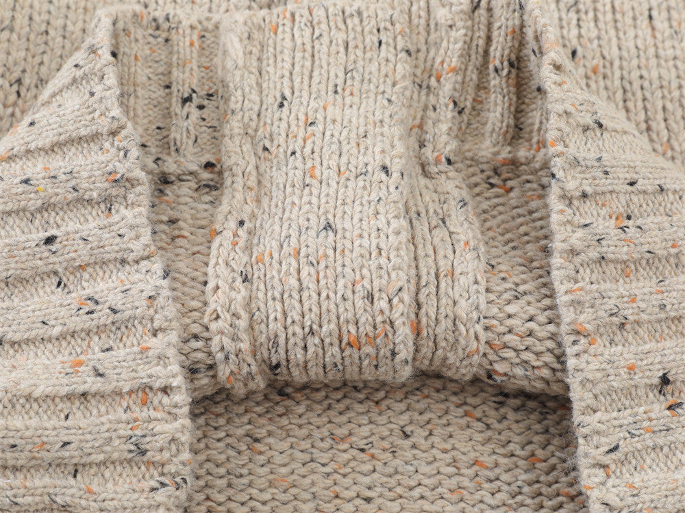 Cardigan en maille à col montant – Pull homme coupe décontractée avec fermeture à boucles en cuir