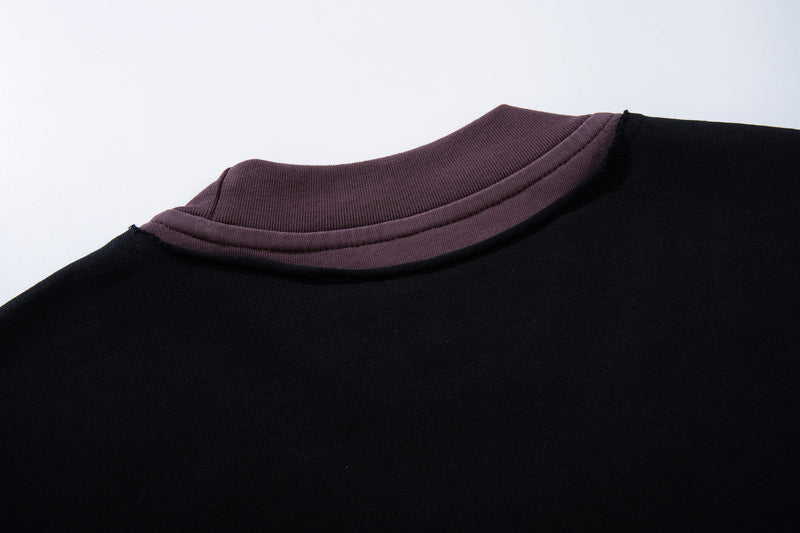 T-shirt oversize color block à motif, manches longues – Haut streetwear à effet deux pièces