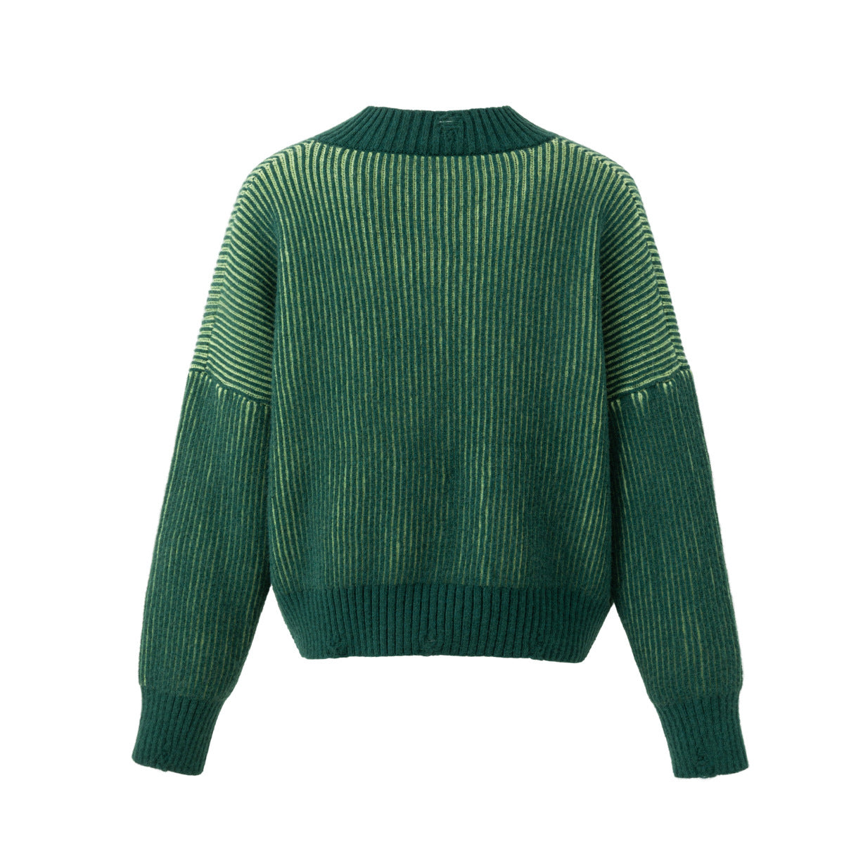 Double-Breasted Knitted Cardigan – Retro Drop-Shoulder Ribbed Sweater in Green