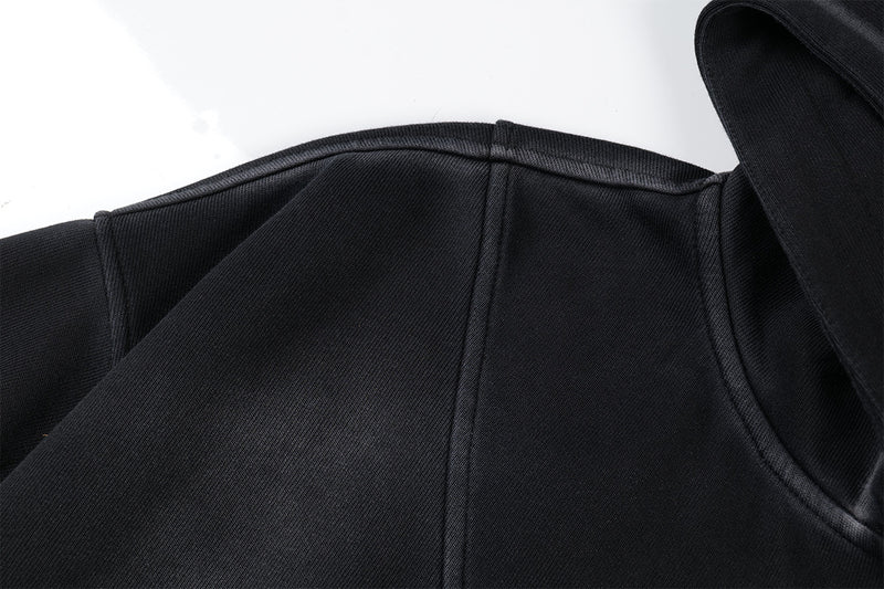 Sudadera de hombre con capucha y cremallera, paneles lavados y corte extragrande