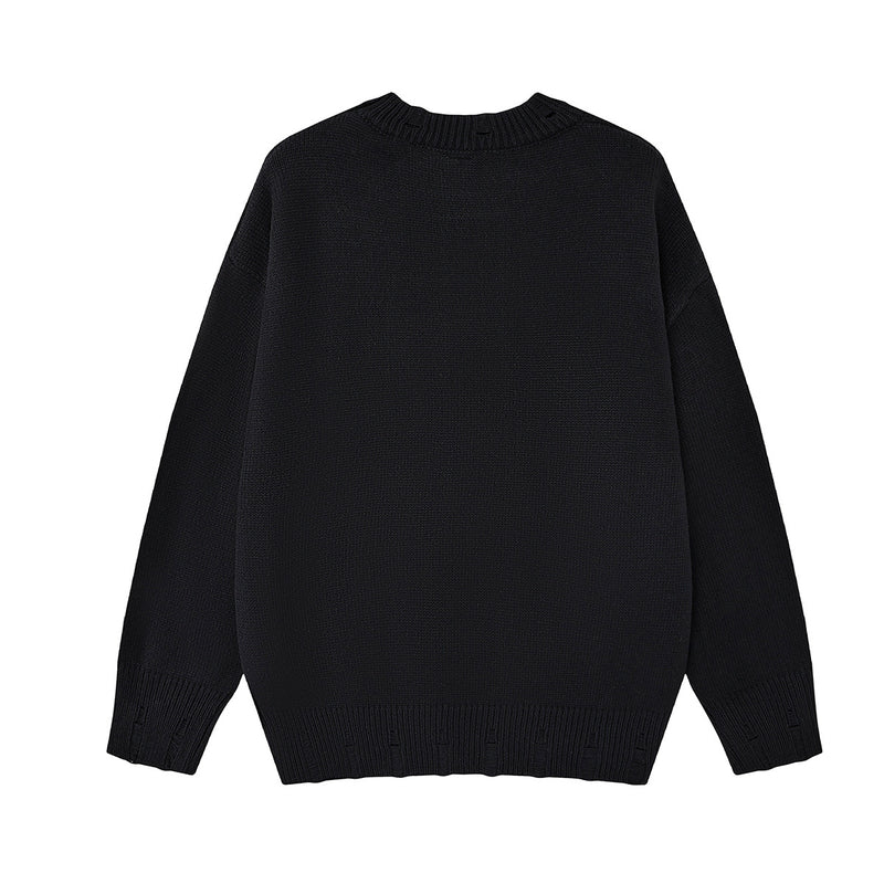 Pull en maille à lettres graffiti Wild Soul – Col rond oversize, style vintage américain