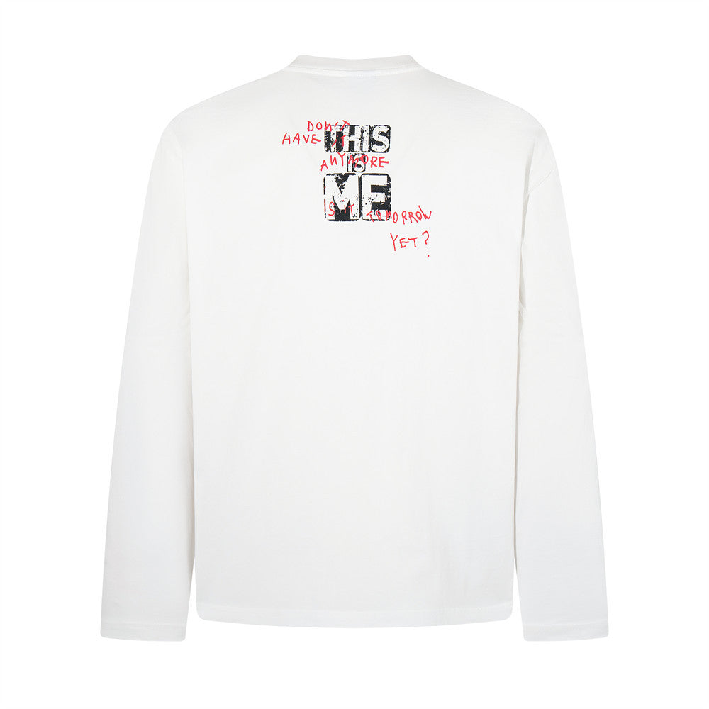 T-shirt graphique homme à manches longues – Imprimé collage en neuf panneaux, col rond décontracté