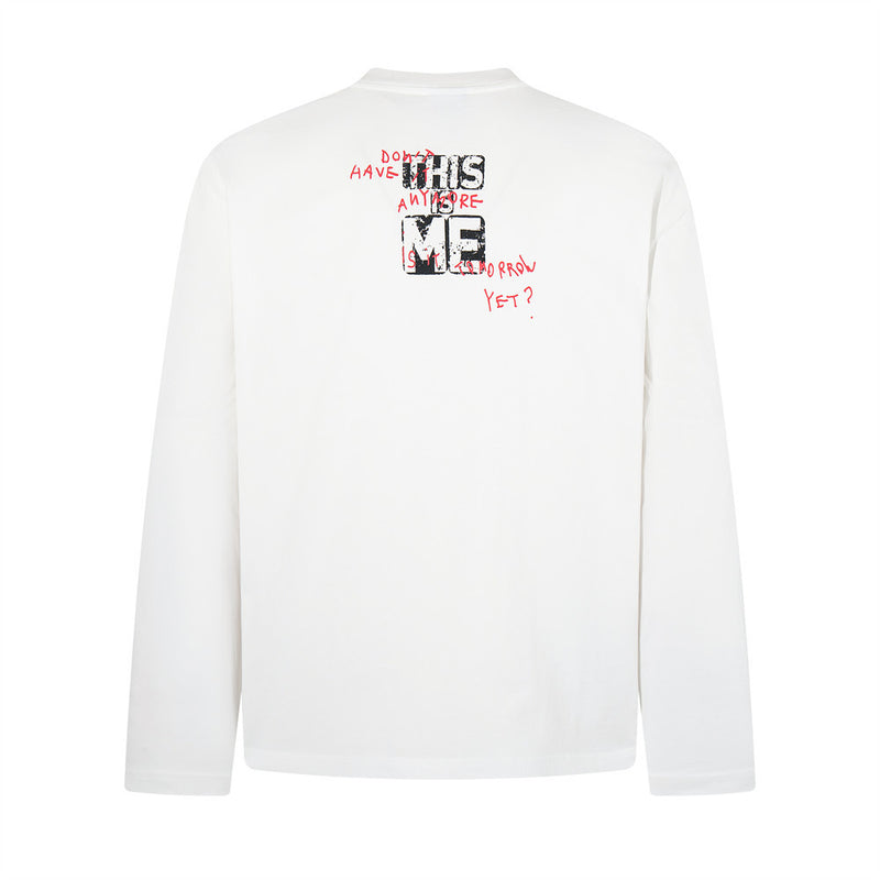 T-shirt graphique homme à manches longues – Imprimé collage en neuf panneaux, col rond décontracté