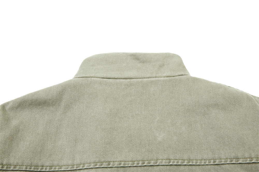 Men's Canvas Work Jacket – Vintage Punk Distressed Stand Collar with Scythe