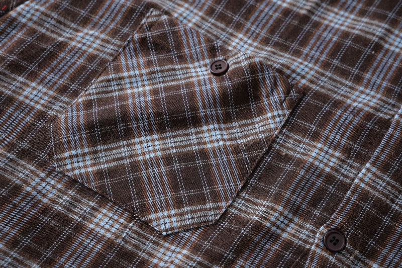 Button Up Plaid Shirt with Sleeve Embroidery – Oversized Flannel Shirt