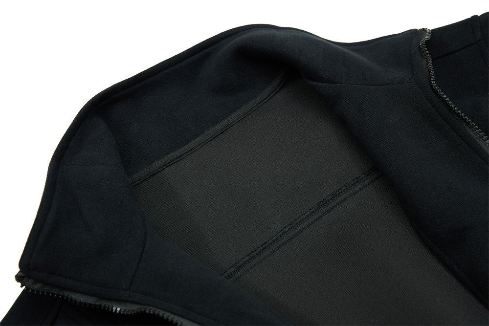 Men's Mock Neck Full-Zip Track Jacket with Crest Patch – Streetwear Fleece