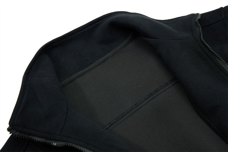 Men's Mock Neck Full-Zip Track Jacket with Crest Patch – Streetwear Fleece