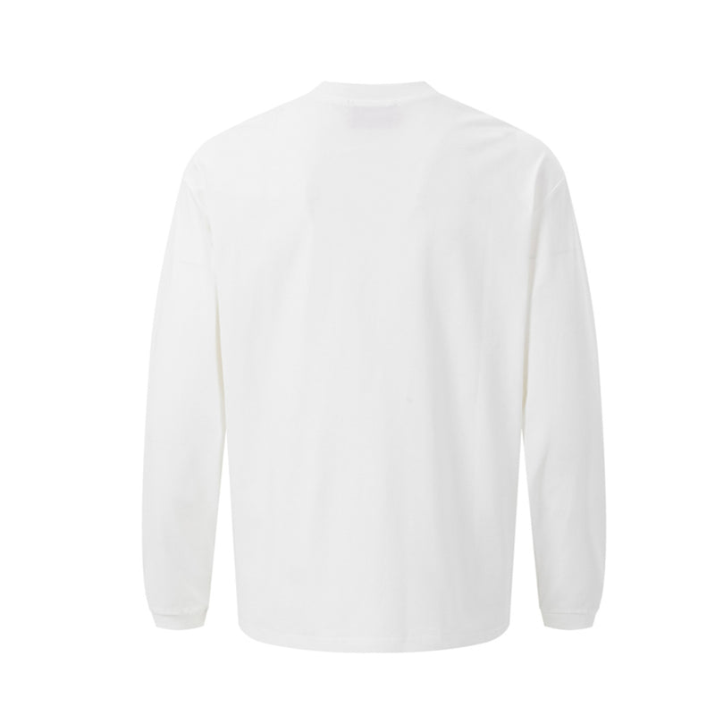 T-shirt manches longues à imprimé lettres gothiques – Col rond streetwear américain vintage