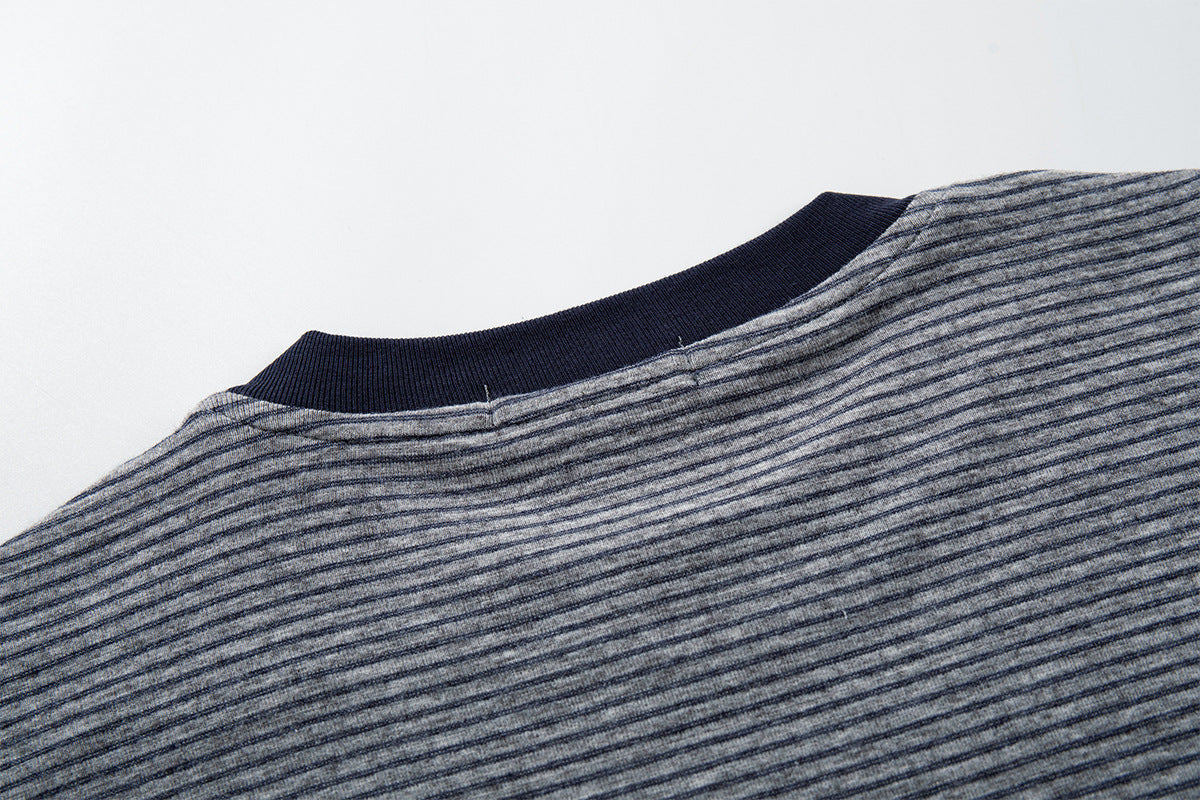 Long Sleeve Striped Colorblock T-Shirt – Oversized Relaxed Fit