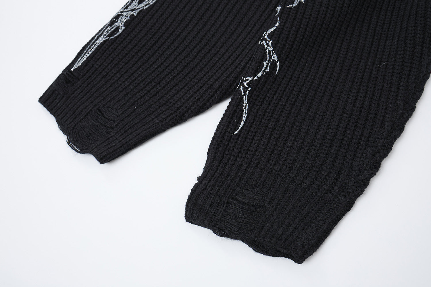 Pull zippé en maille à motif gothique – Col montant punk sombre Abyss Whisper