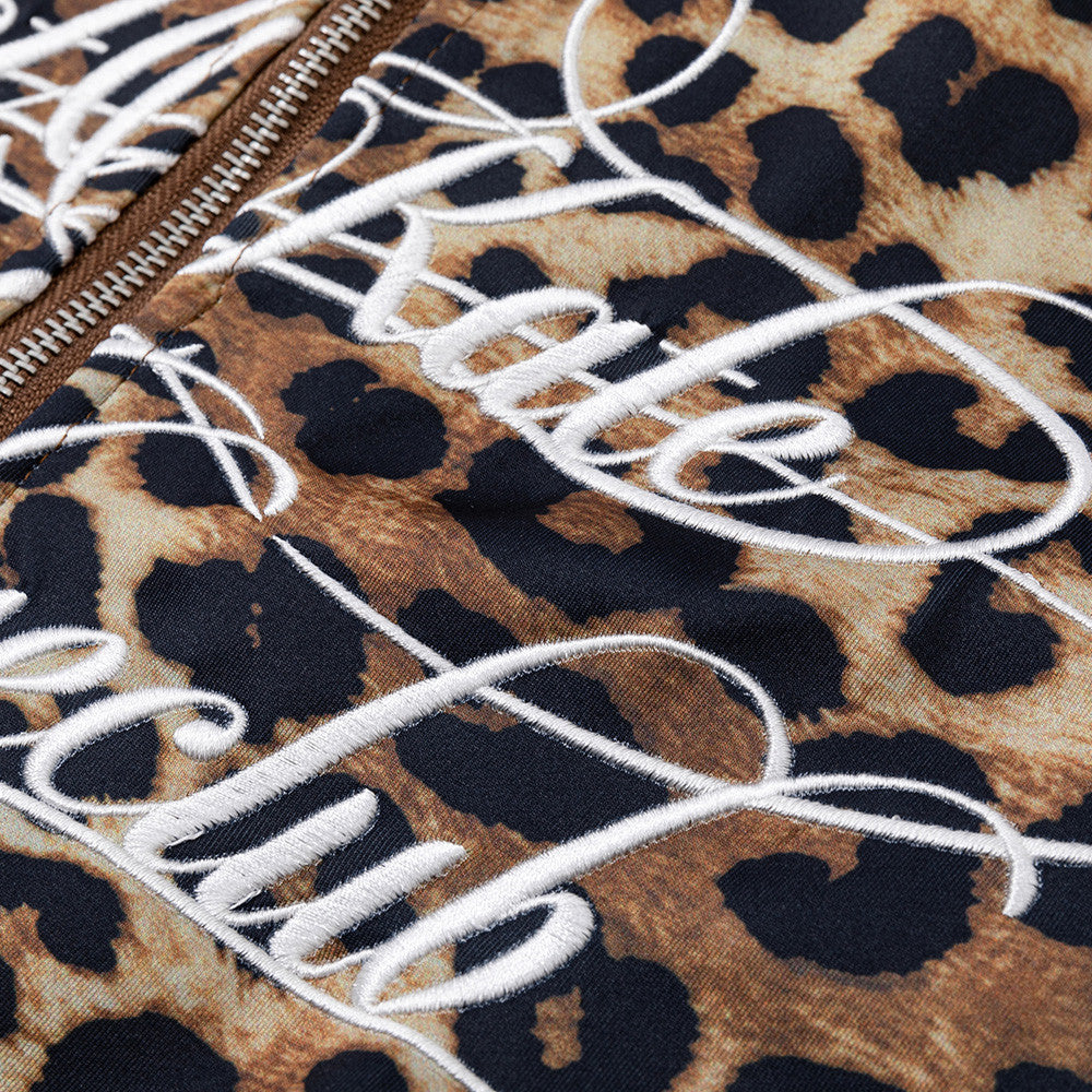 Leopard-Trackjacke – Oversized-Zip-up für Herren mit Schriftzug-Stickerei &