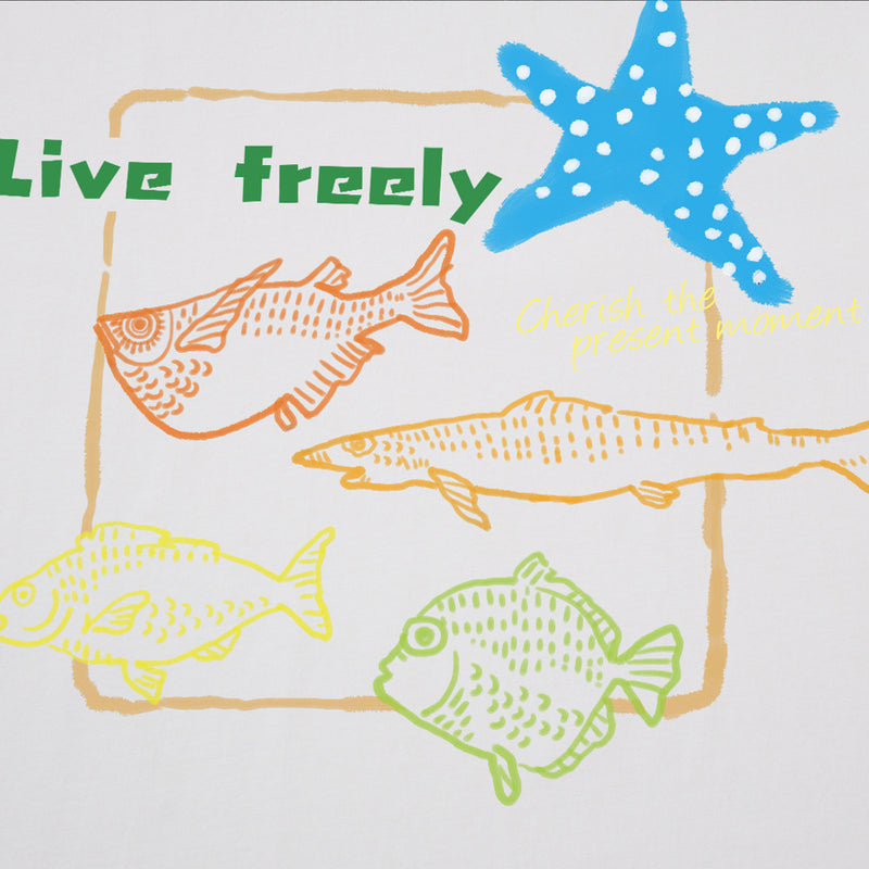 Ocean Fish Graphic Tee – Men's Oversized Crew Neck Short Sleeve T-Shirt