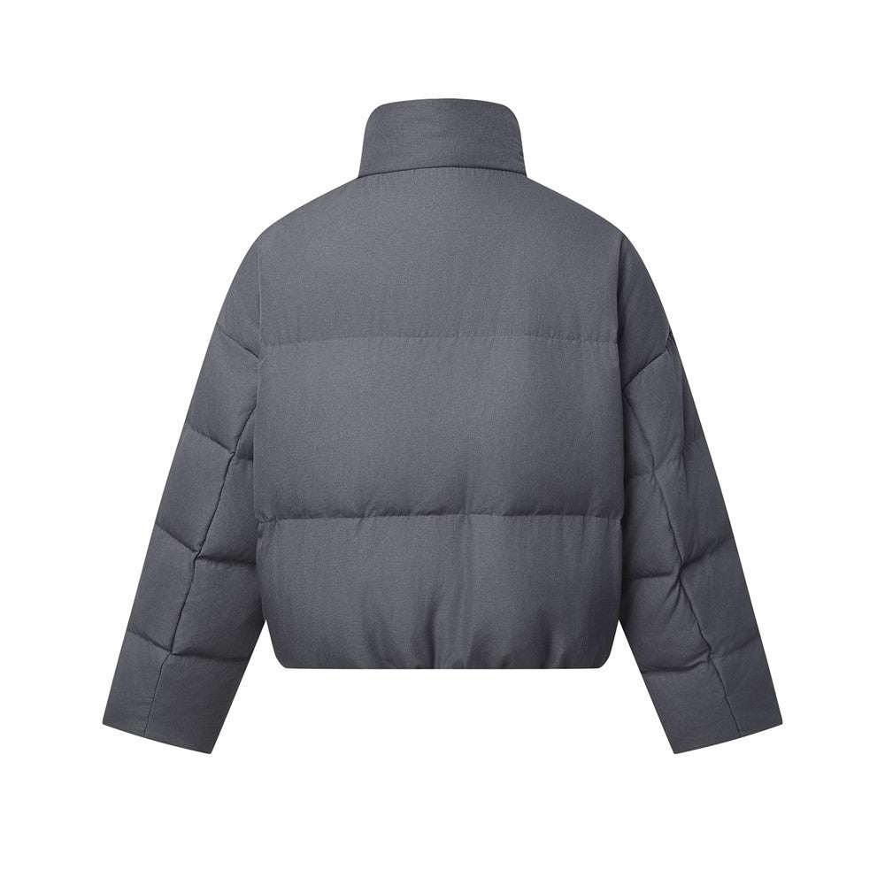 Oversized Stand-Collar Puffer Down Jacket – Men's Short Boxy Winter Coat