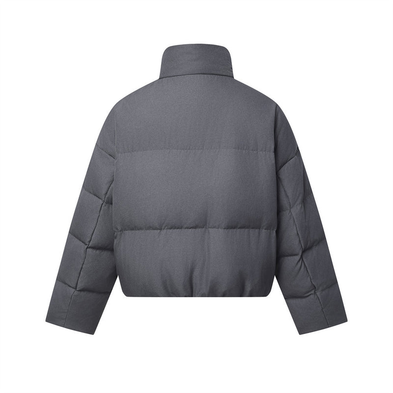 Oversized Stand-Collar Puffer Down Jacket – Men's Short Boxy Winter Coat