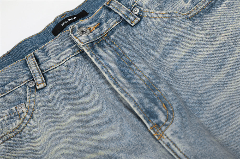 Wide-Leg Straight Jeans – American Vintage Washed Denim