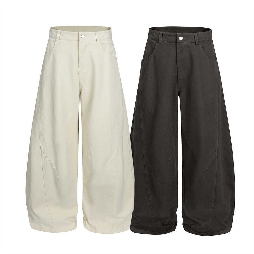 Wide-Leg Barrel Fit Pants – Oversized Silhouette Trousers for Men