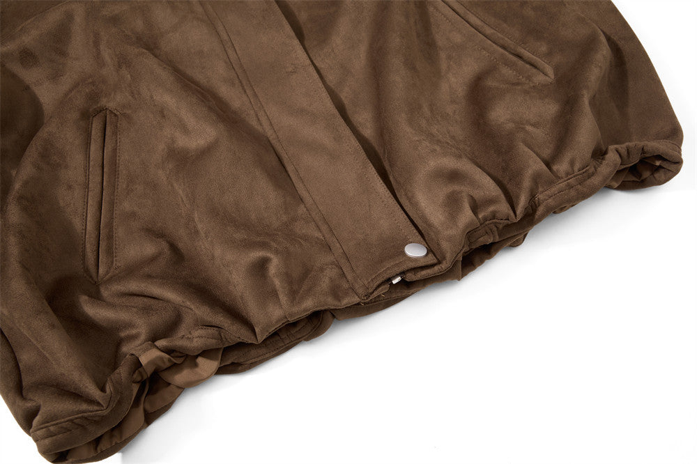 Blouson bomber rétro oversize – Homme, veste courte en similicuir à col revers workwear