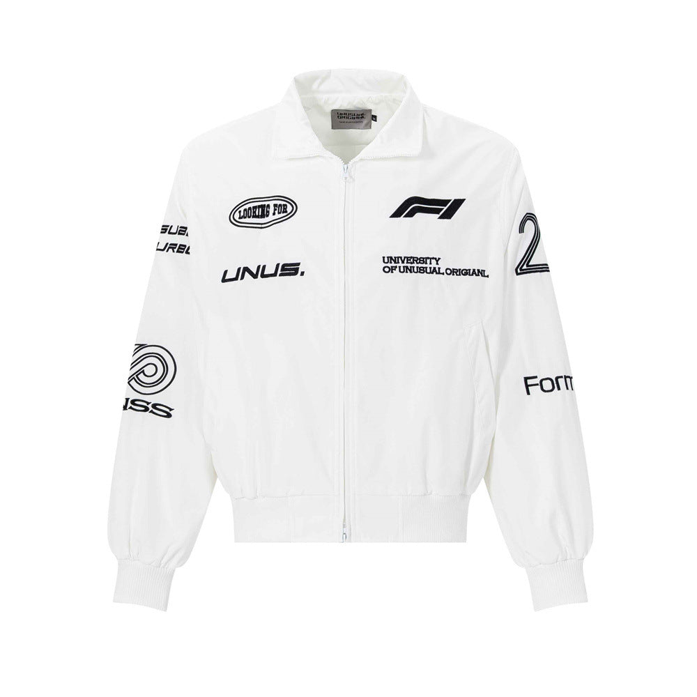 Veste zippée brodée F1 Racing – Bomber homme style sport automobile