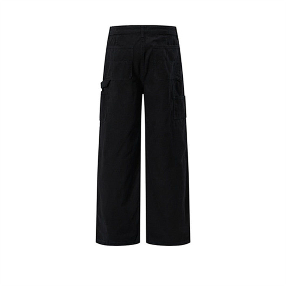 Men's Wide-Leg Cargo Pants – Straight-Fit Utility Trousers with Pocket Detail