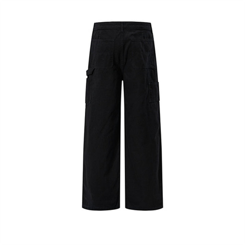 Men's Wide-Leg Cargo Pants – Straight-Fit Utility Trousers with Pocket Detail