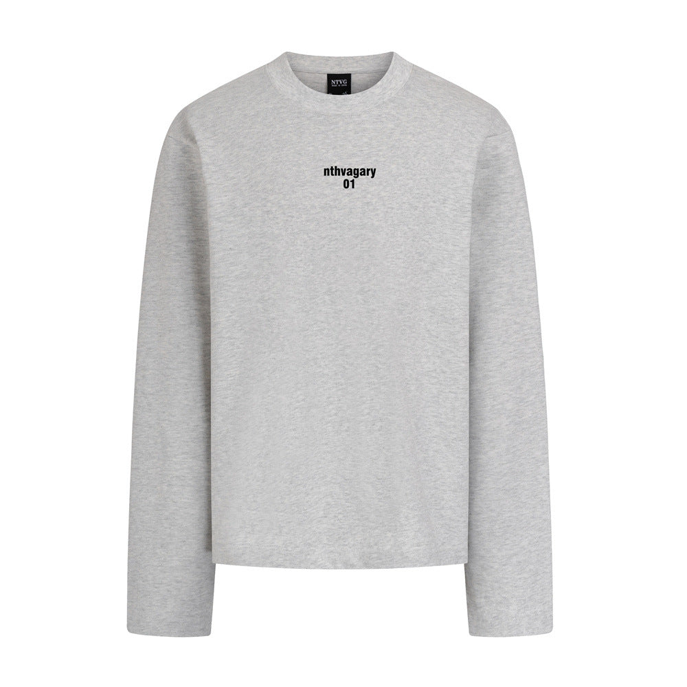 Long Sleeve Crewneck T-Shirt – Oversized Fit with Letter Print, Men's Streetwear