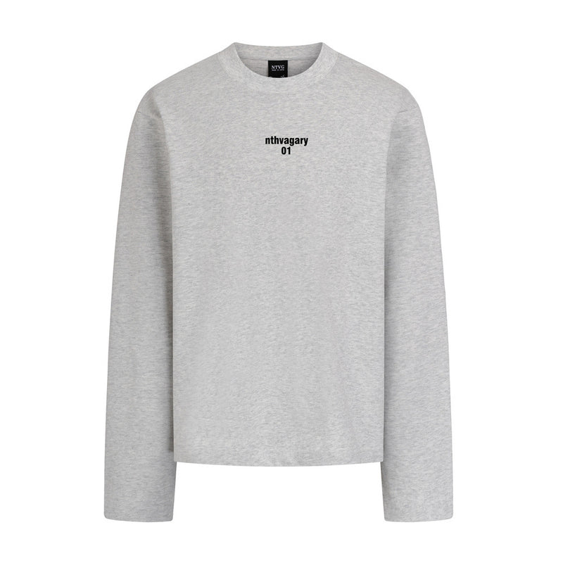 Long Sleeve Crewneck T-Shirt – Oversized Fit with Letter Print, Men's Streetwear