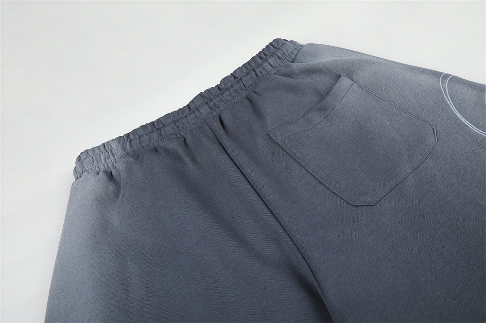 Wide-Leg Sweatpants with Cursive Script Print and Drawstring Hem