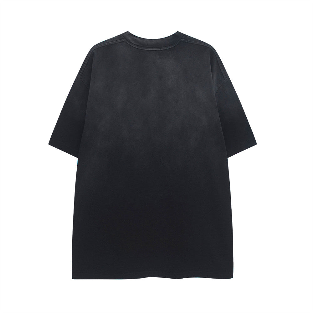 Gothic Logo Distressed Oversized T-Shirt – Washed Streetwear Tee