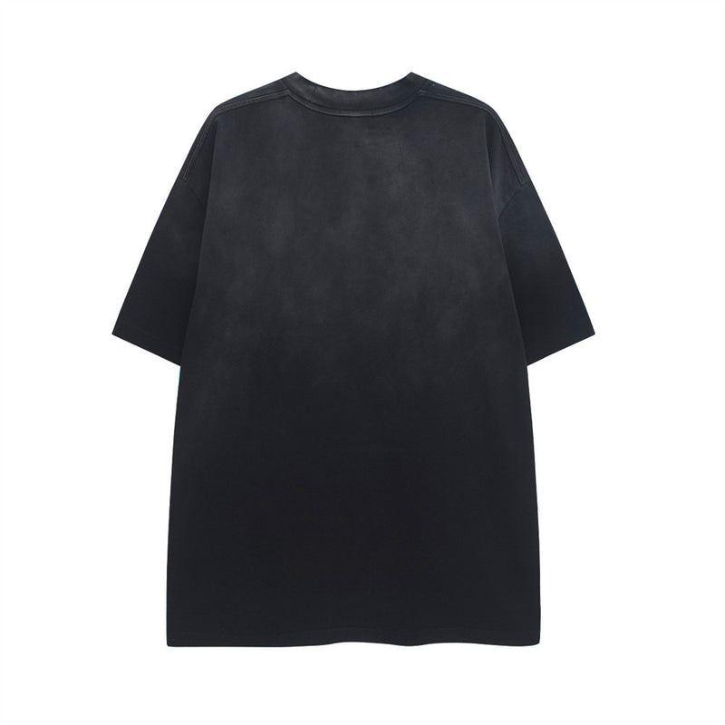 Gothic Logo Distressed Oversized T-Shirt – Washed Streetwear Tee