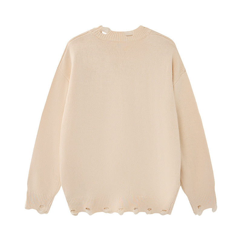 Pull oversize à col rond en maille destroy Saint 23 – Sweat streetwear