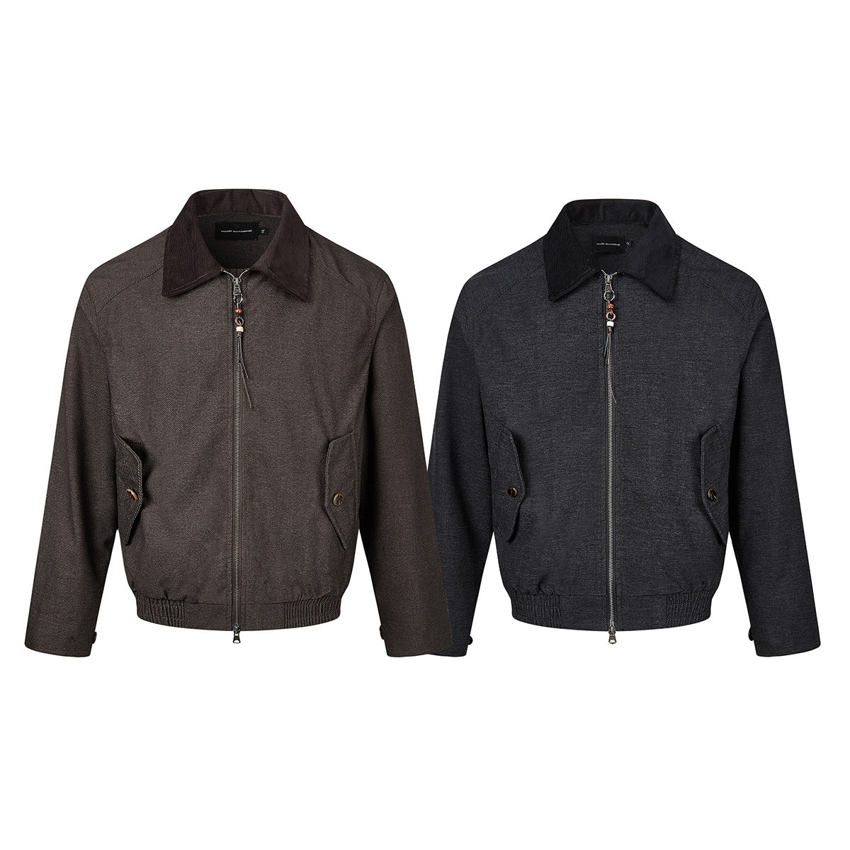 Men's Retro Harrington Jacket – Corduroy Collar, Full-Zip Bomber