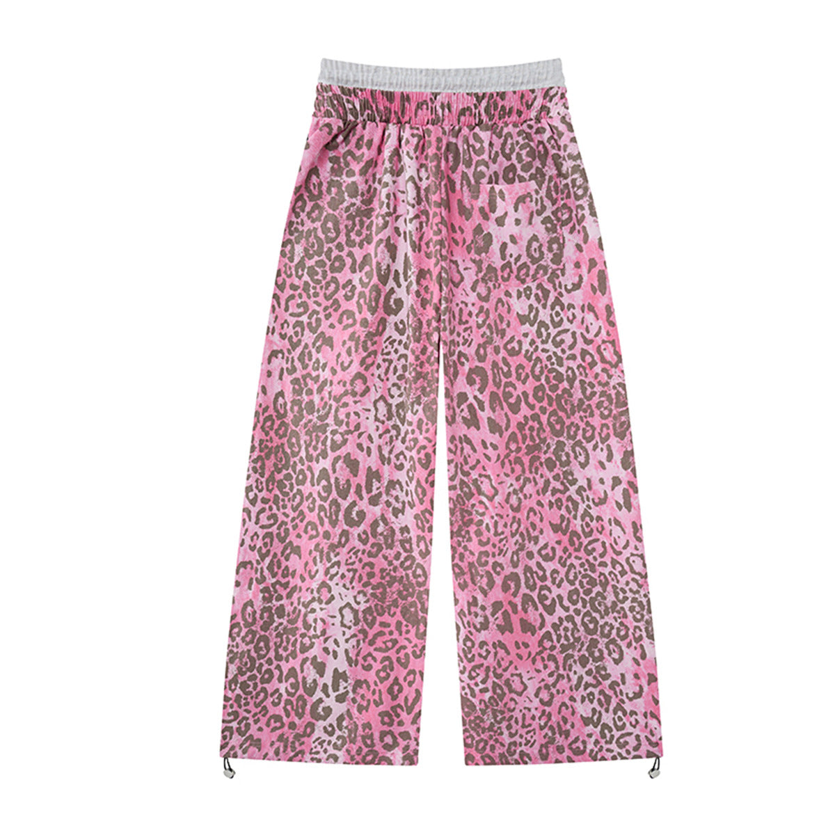 Sweathose mit weitem Bein in rosa Leopardenprint und künstlichem Doppelbund