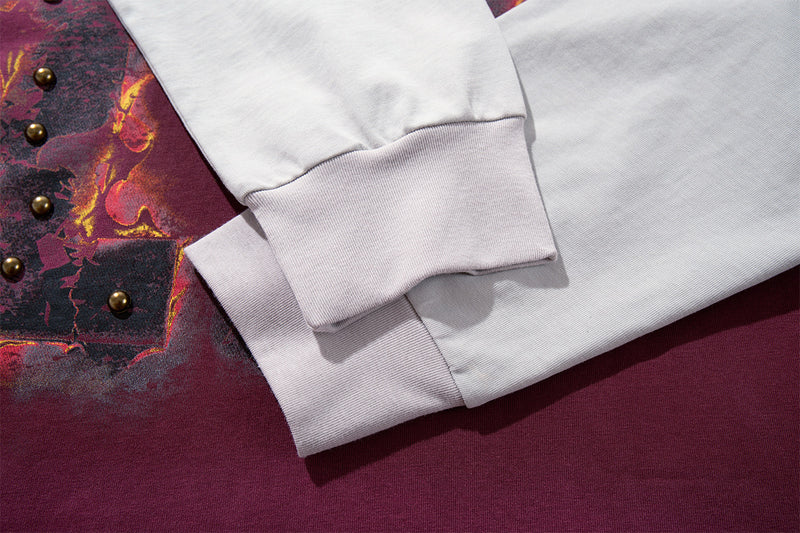 T-shirt manches longues effet superposé Flame 17 – Bas délavé, clous