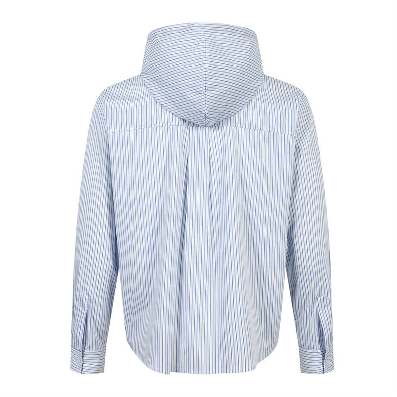 Striped Hooded Long-Sleeve Shirt – Relaxed Fit Button-Up