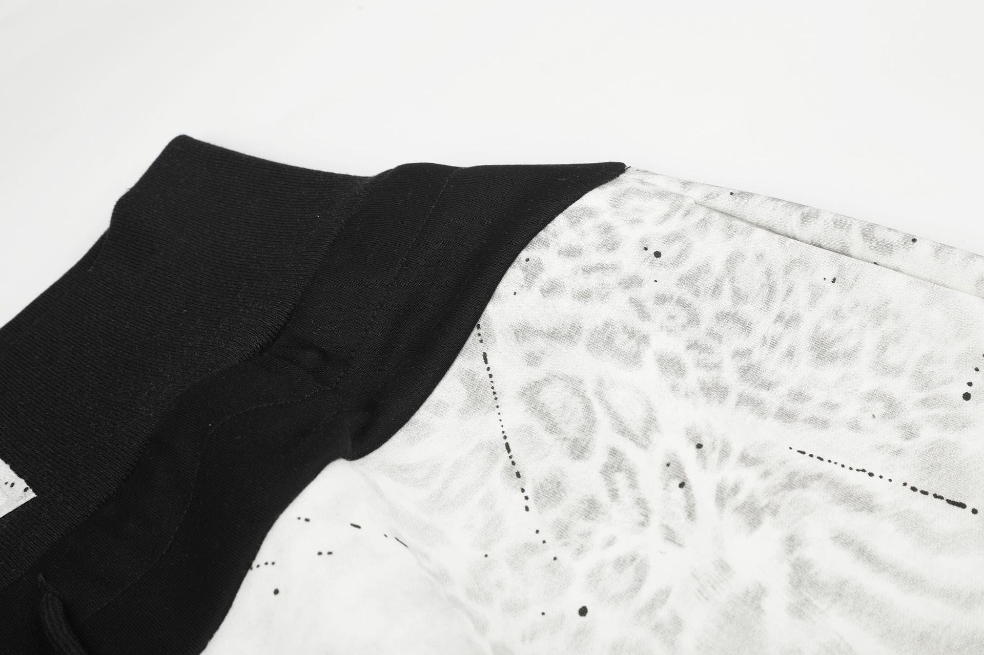 Wide-Leg Baggy Pants with Leopard Print, Paint Splatter & Contrast Black