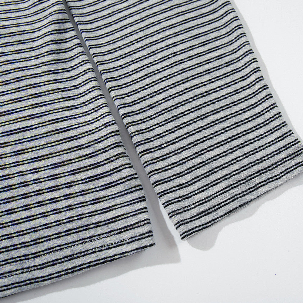 Men's Striped Henley Long-Sleeve Shirt – Relaxed Fit Button-Placket Top