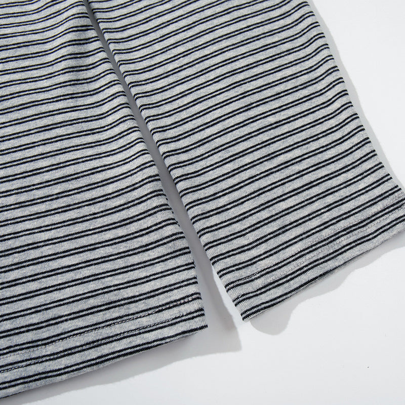 Men's Striped Henley Long-Sleeve Shirt – Relaxed Fit Button-Placket Top