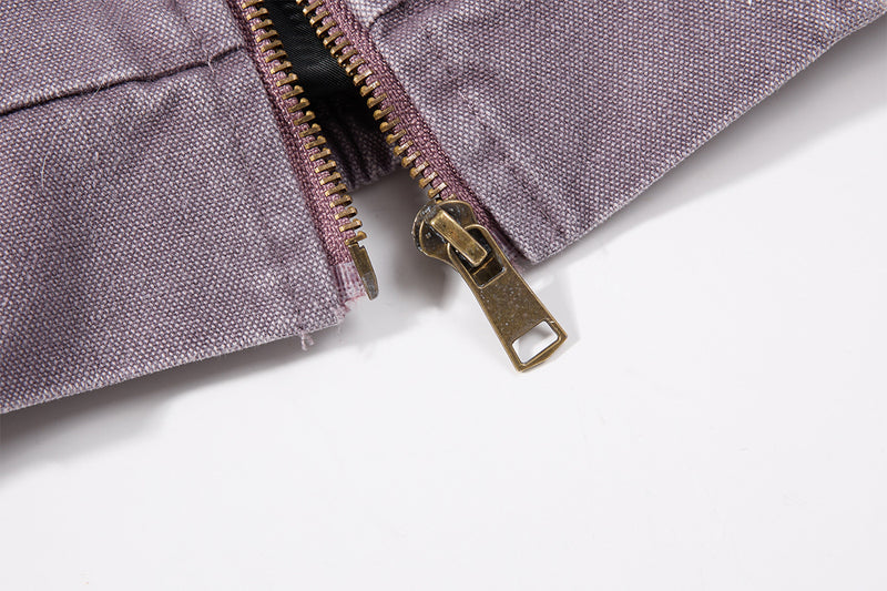 Traceback Graphic Washed Canvas Bomber Jacket with Corduroy Collar