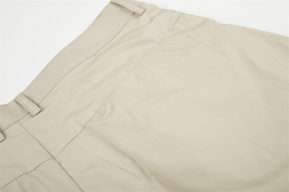 Wide-Leg Cargo Pants with Pleats and Large Side Pockets
