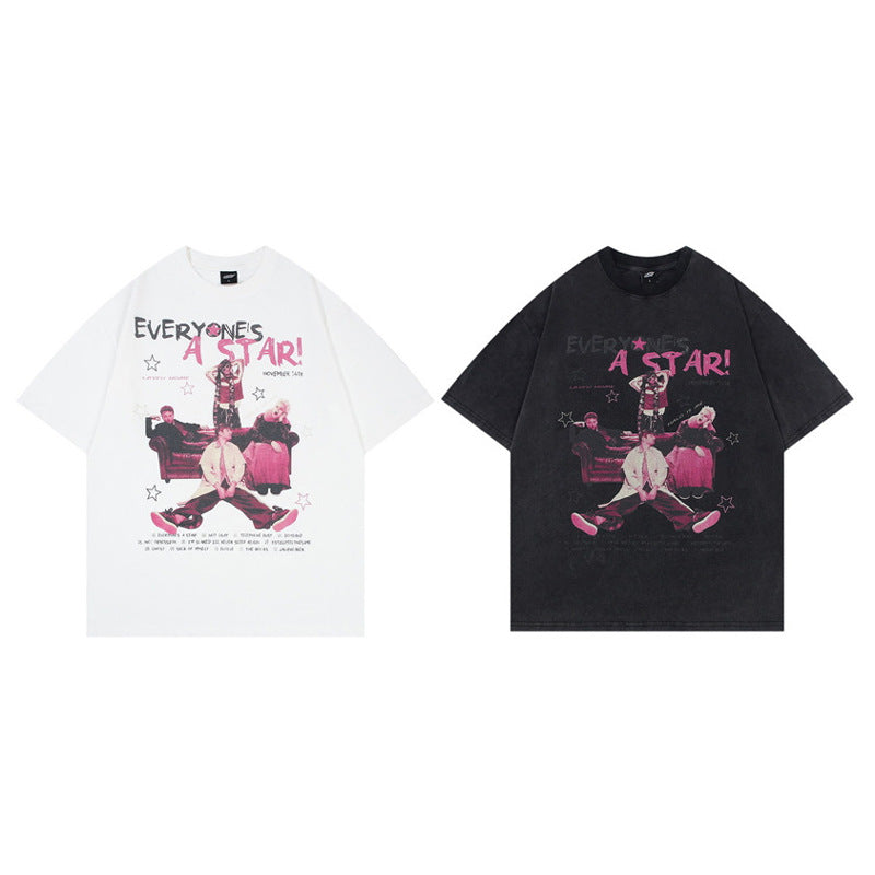 Everyone's A Star Grafik-T-Shirt – Oversized Herren-T-Shirt aus verwaschener Baumwolle