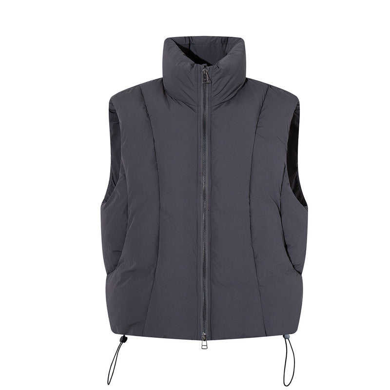 Padded Puffer Vest Stand Collar Zip-Up Sleeveless Jacket