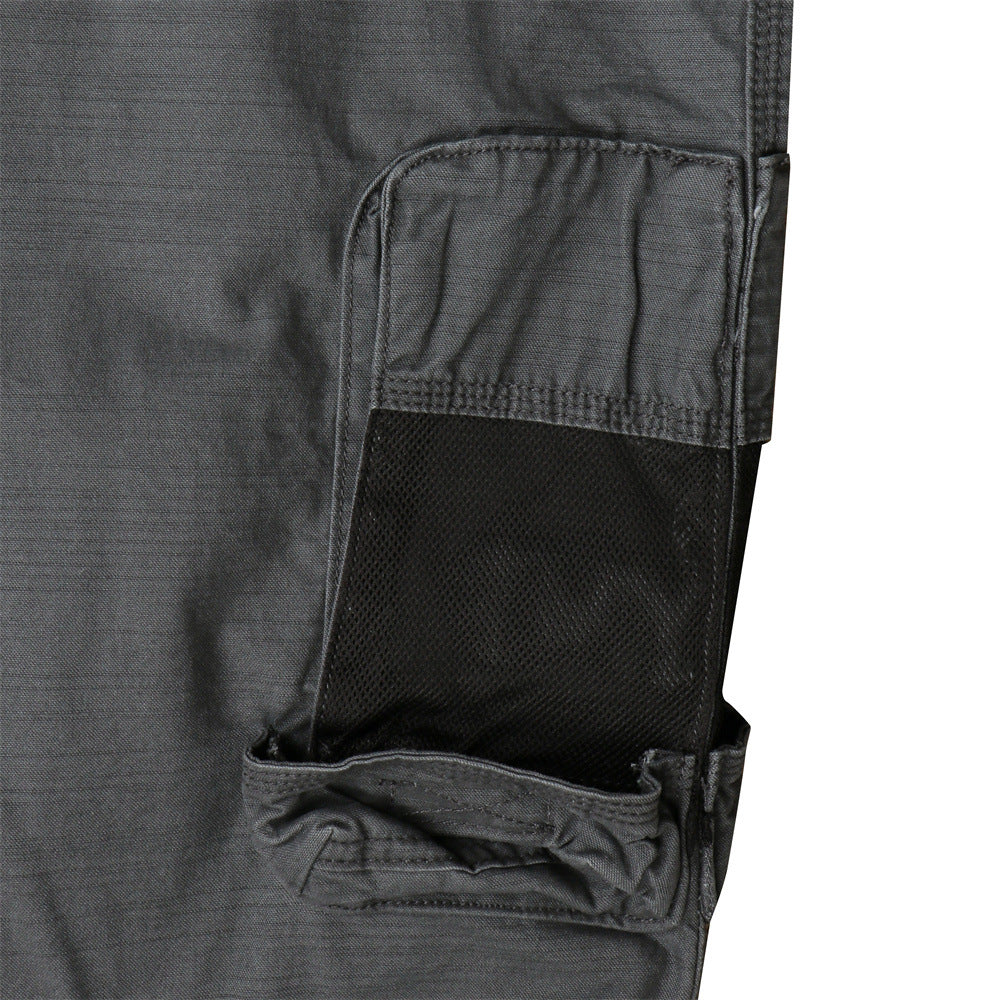 Herren-Wide-Leg-Cargohose – Grau, Gerader Fit mit mehreren Taschen