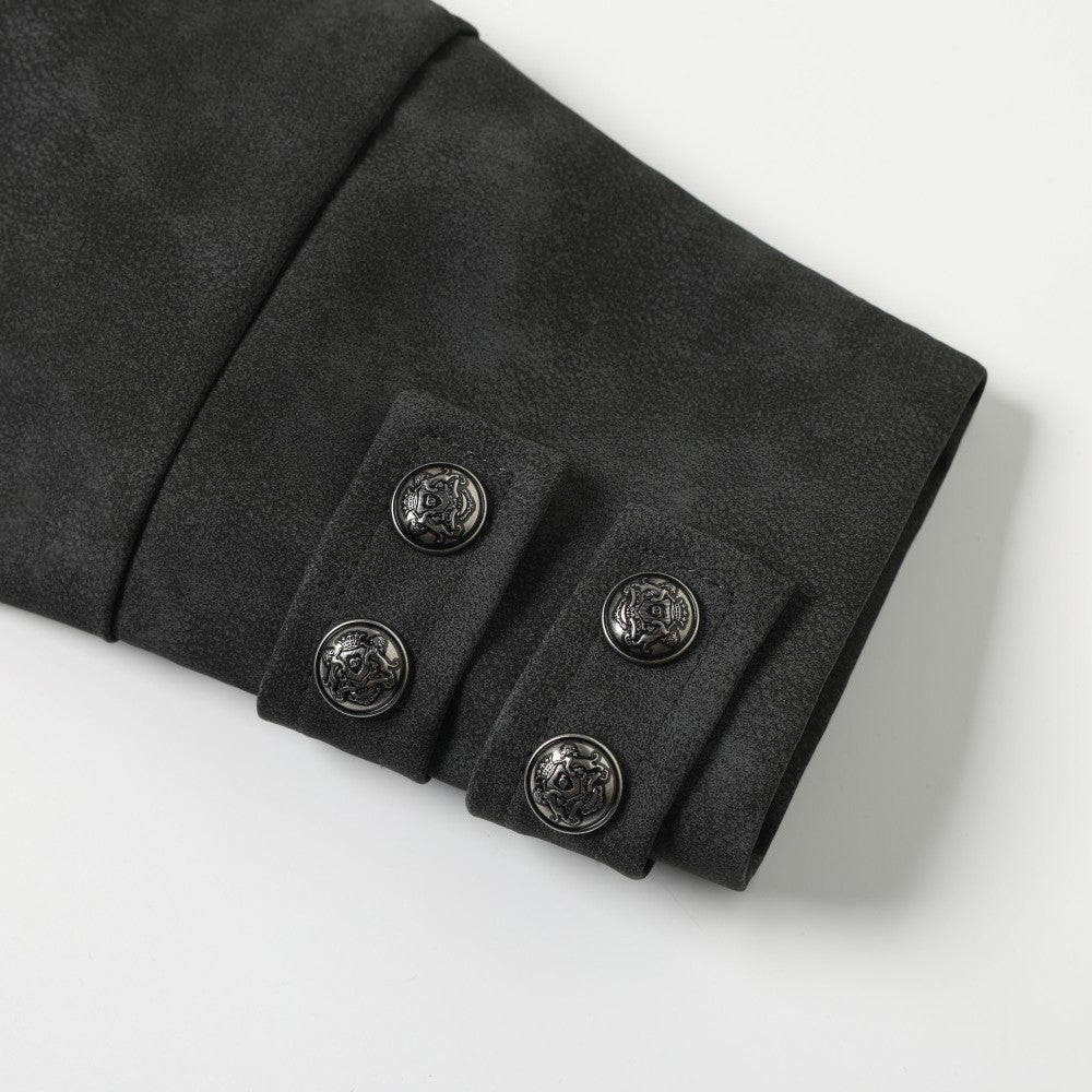 Fur-Trim Hooded PU Leather Bomber Jacket – Letter Embroidery, Distressed Finish