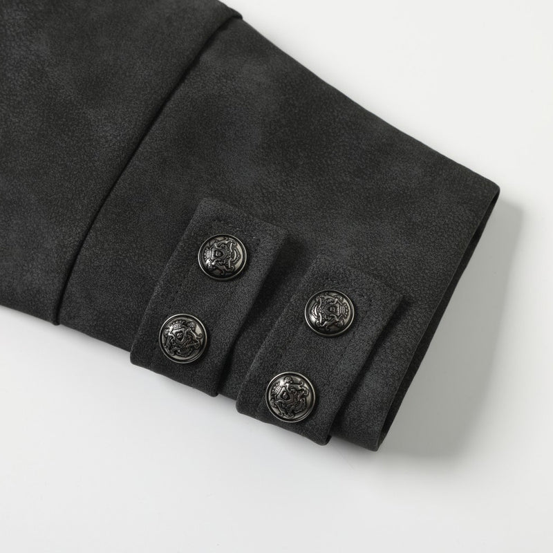 Fur-Trim Hooded PU Leather Bomber Jacket – Letter Embroidery, Distressed Finish