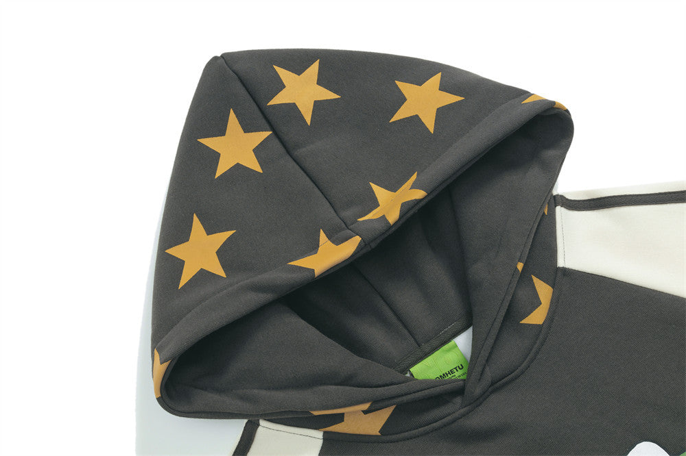 Hoodie mit Cartoon-Bär- und Kaktusgrafik, Colorblock-Raglanärmeln