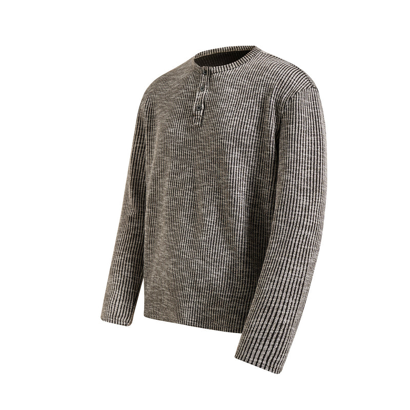 Men's Ribbed Henley Long Sleeve Tee – Vintage Old Money Style