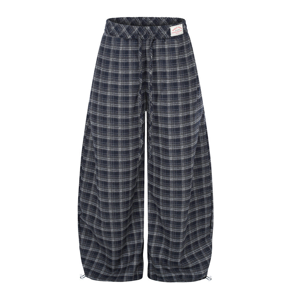 Plaid Wide-Leg Baggy Pants – Oversized Retro Streetwear Trousers